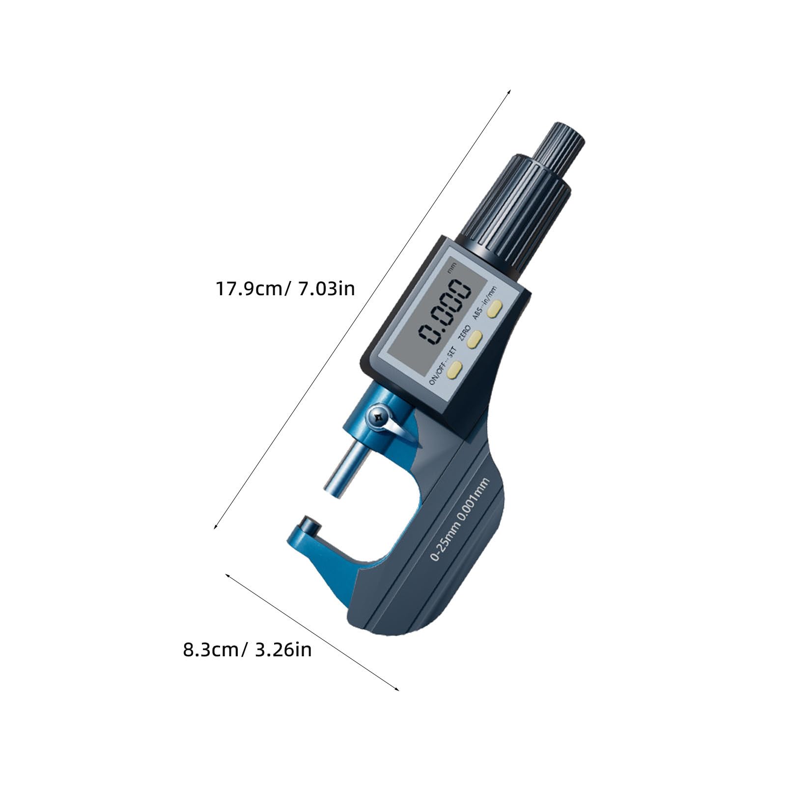 INOOMP Micrómetro Exterior Digital de Alta Precisión 0-25mm Calibración Precisa y Resultados Fiables, Fabricado en Material Cementado para Mediciones Industriales