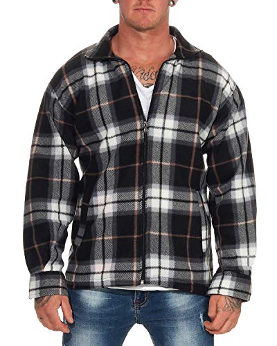Preisvergleich Produktbild ZARMEXX Herren Thermohemd Karo Holzfällerjacke Arbeitsjacke Flanelljacke Freizeithemd Kariert, Grau, (56) Herstellergröße 2XL