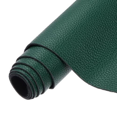 Tissu Simili Cuir Vert Foncé 137x91cm pour Renovation Meuble et Couture DIY