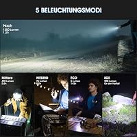 WUBEN L50 LED Taschenlampe 1200 Lumen Super Hell Taschenlampe USB Aufladbar Taktische Flashlight 5 Modi Wasserdicht IP68 Handheld Klein touch Für Outdoor Camping Wandern Notfall – Ansicht 2
