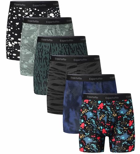 Expertoftio Mens Underwear Viscose from Bamboo Mens Boxer Briefs 6 Inch Moisture Wicking Underwear for Men Pack Open Fly Colorful Pack Medium