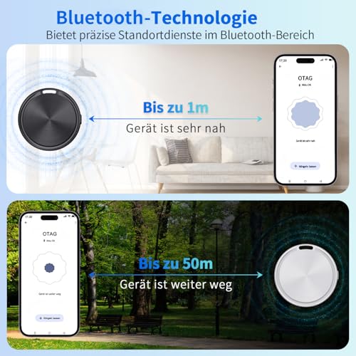 CooAoo Smart Tag Android Tracker, Schlüsselfinder kompatibel mit Google Find Hub Koffer Tracker ohne ABO Bluetooth KeyFinder für Koffer, Schlüssel, Gepäck, Taschen, 4er Pack