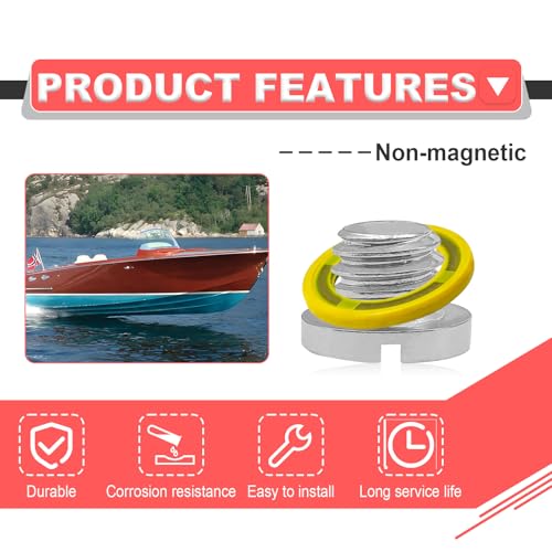 Image of 2 PCS Marine Magnetic Gearcase Drain Plug Compatible with Mercury Mercruiser Bravo Alpha1Gen2 Non-Magnetic Gearcase Screw & Gasket Replace 10-79953Q04 10-79953Q2 10-79953A2 18-2244