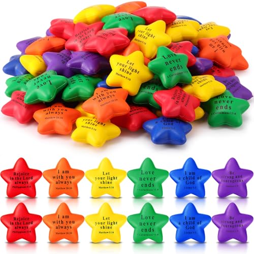 Rotatingpals 100 Pcs Christian Star Stress Balls Bulk Jesus Bible