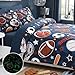 Wink Deer Twin Comforter Set for Boys-5 Pieces Sports Ball Games Glow in The Dark Twin Bedding Sets for Kids, Ultra Soft Bed in A Bag with Sheets