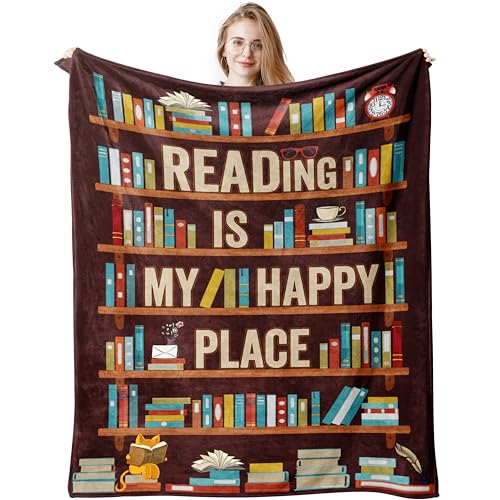 Book Lovers Gifts, Reading Blanket 150x130CM, Present for Book Lovers, Librarian Club Gifts for Reading Love Bookish Literary Gift Ideas, Best Bookworm Present on Birthday Christmas Graduation