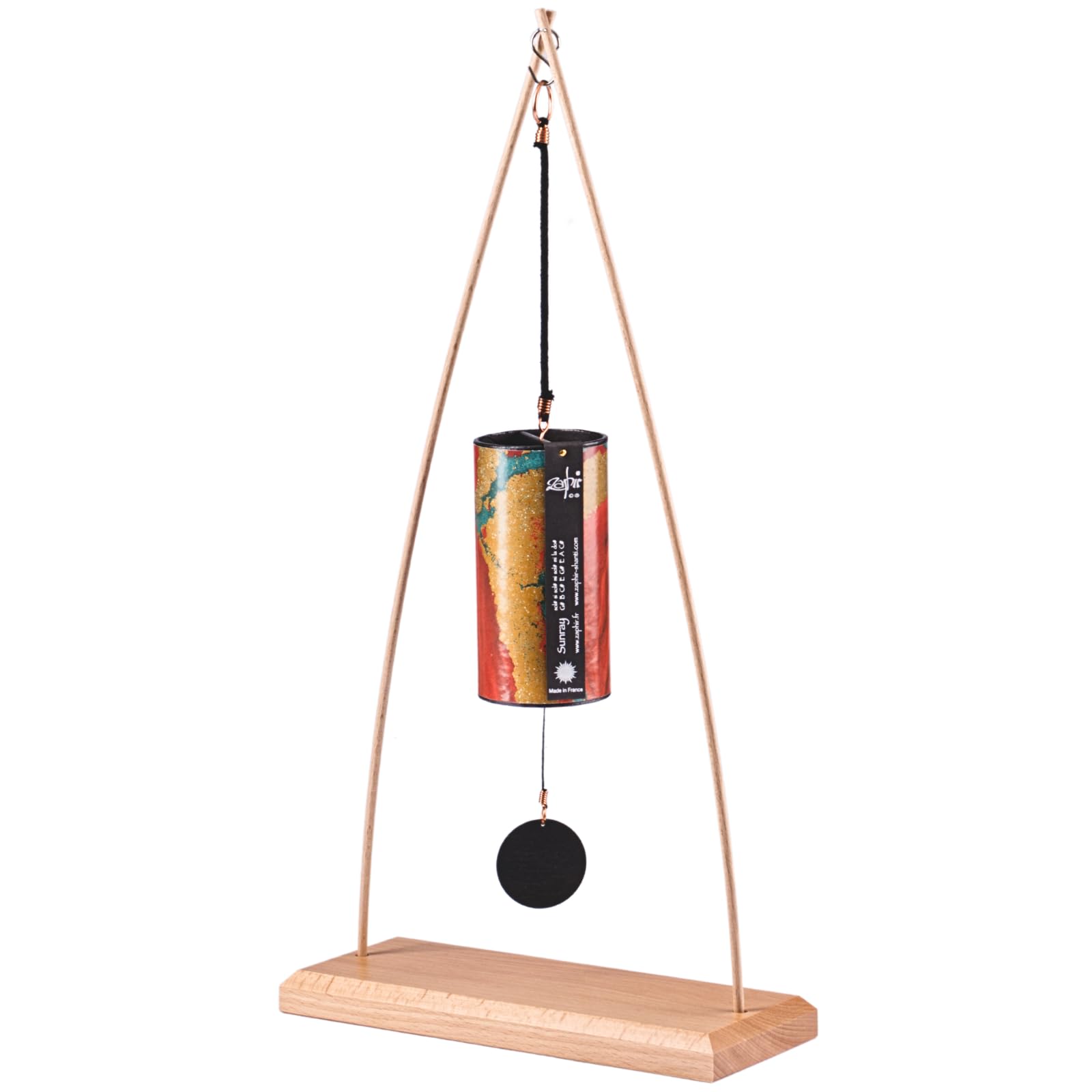 Zaphir Klangspiel Sunray Sommer mit Ständer - Klangspielständer Tipi aus Buchenholz - 50 cm Höhe für Yoga, Kinder zur Entspannung und Meditieren