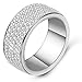 Gorgeous Stainless Steel White 5 Rows Lines Cz Cubic Zirconia Round Crystal Wedding Band Ring ,8mm Width (10)
