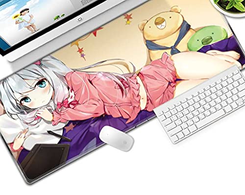 Tapis de souris gamer XXL 900x400 mm antidérapant avec motif petite fille