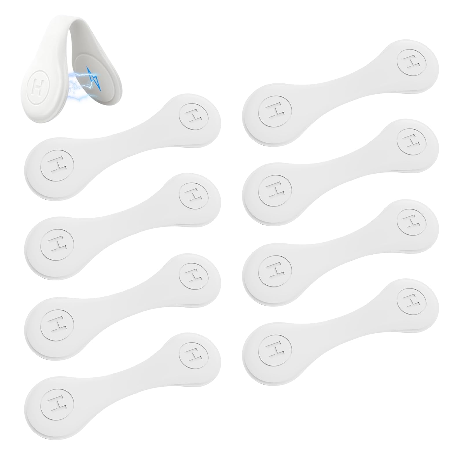Clips de douche magnétiques en silicone blanc lot de 8 anti éclaboussures