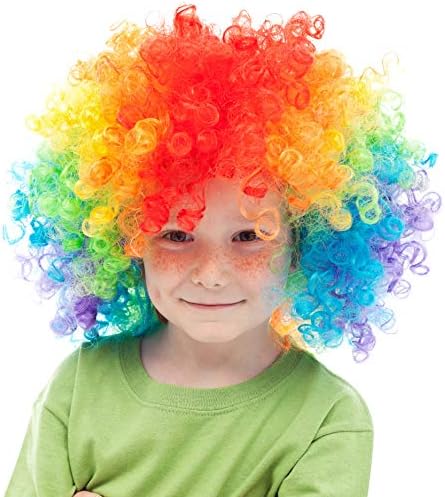 Skeleteen Colorful Clown Costume Wig - Multicolored Afro Clown Wig Costume Accessories for Kids and Adults