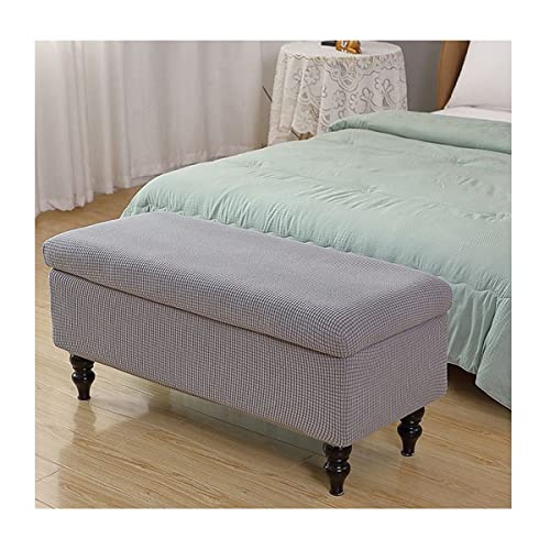 XGANGM Rectangle Storage Ottoman Cover with Lid Ottoman Cover Stretch Large/Medium/Small Storage Ottoman Bench Slipcovers Footstool Cover Rectangle Pouffe Covers,Light Grey,1small