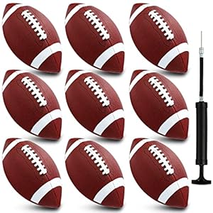 Jerify Composite Leather Footballs Official Size Composite Leather Balls Composite Leather Inflatable Footballs with Pump Indoor Outdoor Footballs Bulk for Training and Recreational Play (6 Pcs)