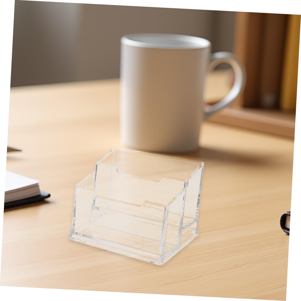 5 pezzi Porta Biglietti da Visita Trasparente in Plastica Organizer da Scrivania con Base Stabile per Ufficio Conferenze e Mostre Supporto Leggero e Portatile per Carte da Visita