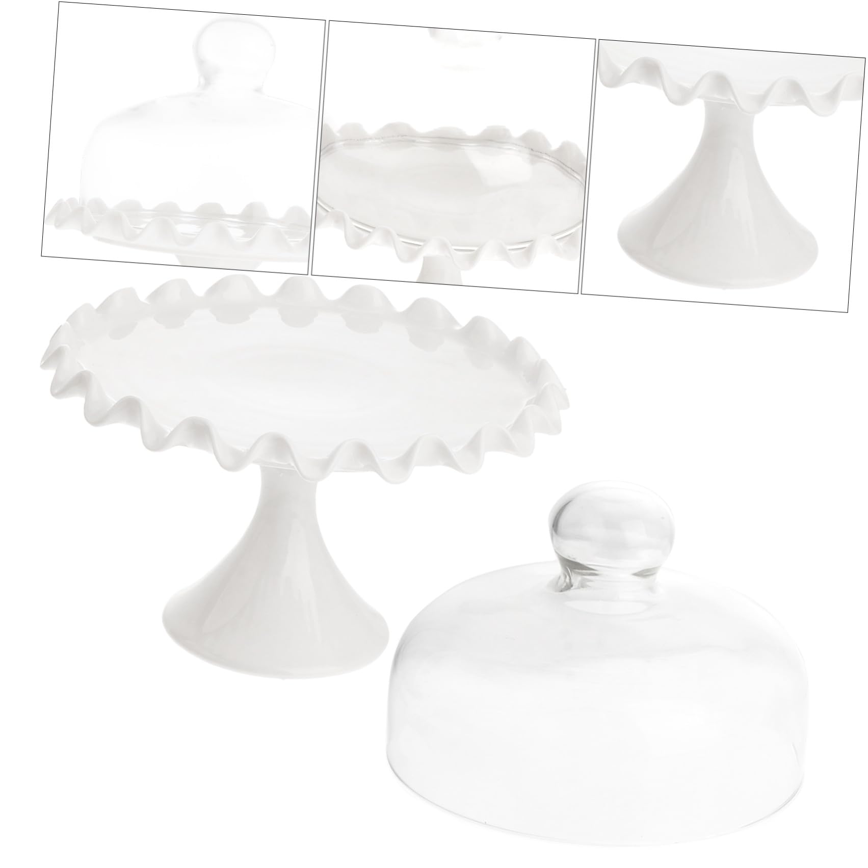 Couvercle en Verre pour Gâteau sans Plomb Poignée, 1 Set
