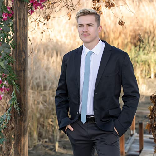 Jnjstella Cotton Solid Skinny Men's Necktie 2" Tie Dusty Blue #TOP1