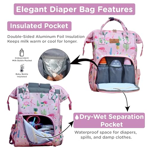 Image of Motherly Patented Diaper Bag Backpack for Moms | Waterproof Baby Travel & Maternity Bag | Spacious Nappy Bag with Insulated Bottle Pockets & Warranty (Floral Series)