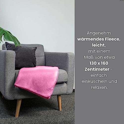 wometo Polar Fleecedecke oekoTex 130x160 ca. 400g mit Anti-Pilling und Kettelrand rosa