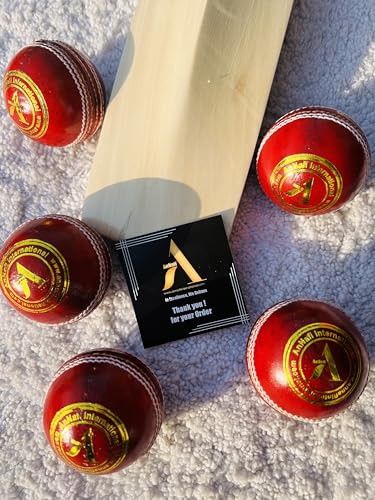 AnNafi® Red Cricket Ball | Leather Cricket Balls for Practice A Grade Handstitched | Senior Official Hard & Seasoned |No Stamp for Indoor and Outdoor Practice & Training Cricket Ball (3)