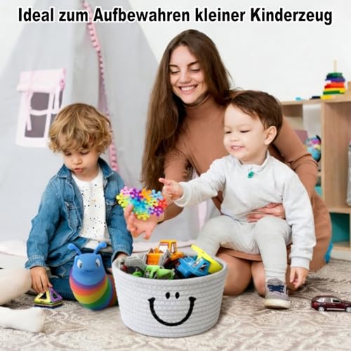 Aufbewahrungskorb Geflochten, Geschenkkorb Leer, Kleine Aufbewahrungsbox aus Baumwollseil, Körbe Aufbewahrung Badezimmer, Körbchen Aufbewahrung für Dekoratives Küche Aufbewahrungsbad, Schlafzimmer (1)