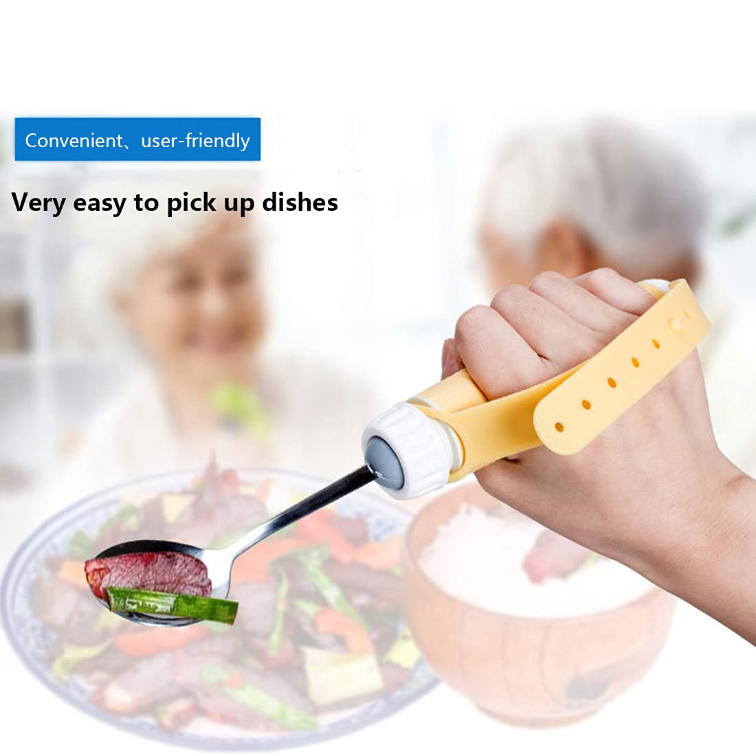 Juego de utensilios de alimentación adaptativos para ancianos y discapacitados, 2 cubiertos giratorios flexibles para temblores de Parkinson y artritis, tenedor y cuchara antivibración, ayuda