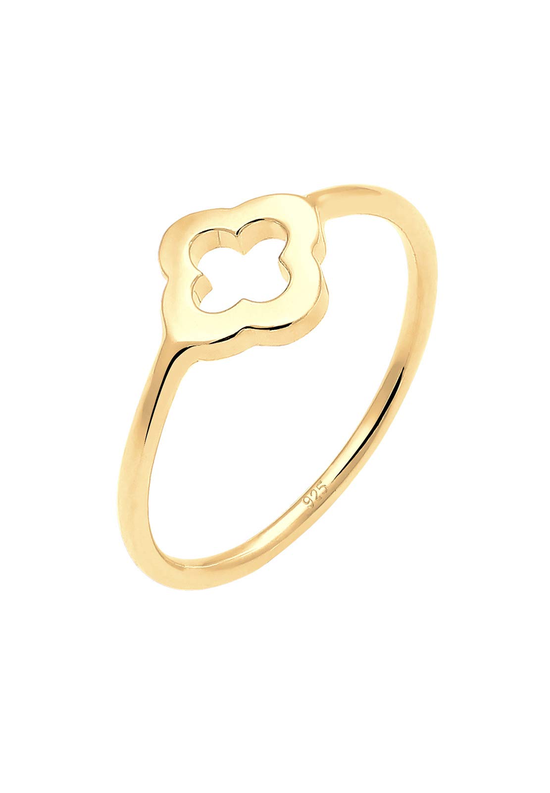 Elli Women's 925 Sterling Silver Gold Plated Clover Leaf Ring, Size L