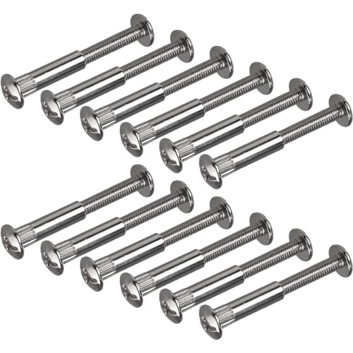 Aililong Juego de 12 tornillos de casquillo M6 – Tornillos de conexión para tablas de madera, armarios y estructuras de muebles | Conector de placas