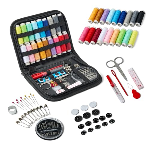 Amazon Basics - Kits de costura portátil para viajes, Grande, color Negro
