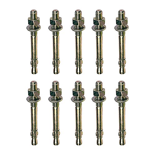 M6 x 55mm Through Bolt Wall Anchor Bolts - 10 Pack