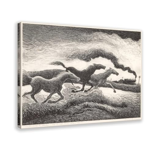 Affiches murales occidentales vintage Chevaux qui courent Benton cadre à suspendre