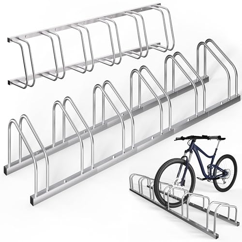 Monzana® Bicycle Stand For 6 Bicycles 30-65mm Tyre Width 37cm Wheel Spacing | Wheel Stands | Multi Bikes Stand | Freestanding Floor Or Wall Mountable Cycle Rack | Galvanised Parking Storage Secure