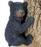 Black Bear on a Tree - Garden Decor / Yard Decorative Sculpture / Baby Bear Cub Tree Hugger Statue