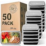 Meal Prep Containers, 50Pack [38OZ] Food Storage Containers With Lids, Reusable Food Prep Containers