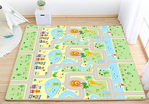 Tapis de Jeu Bebe Enfant Impermeable Pliable 200x180x1,5cm - Tapis de Sol dEveil Epais Réversible en Mousse Non Toxique