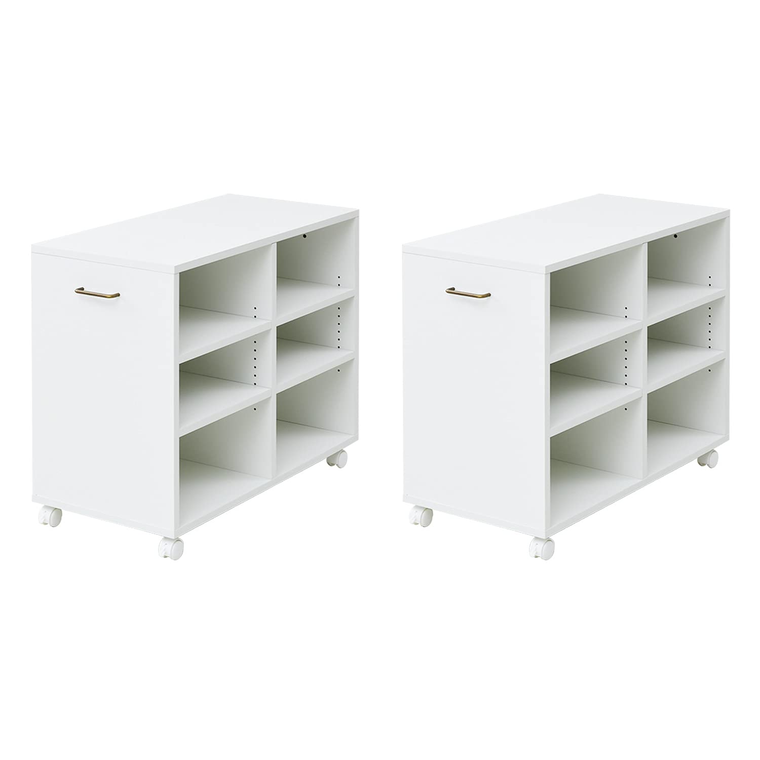Amazon｜[山善] 収納ラック キャスター付き 【2台セット】 押入れ収納
