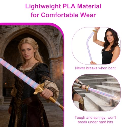 Épée colorée imprimée en 3D rétractable pour cosplay léger - 3