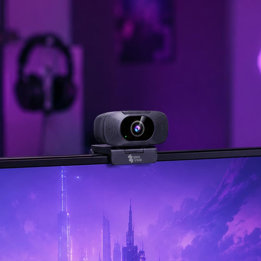 Spacetronik 4K Webcam USB, PC Kamera UHD mit Mikrofon | 4K für Home Office und Streaming, F1.8 für schwaches Licht, Rauschunterdrückung, integrierter Sichtschutz, Plug and Play