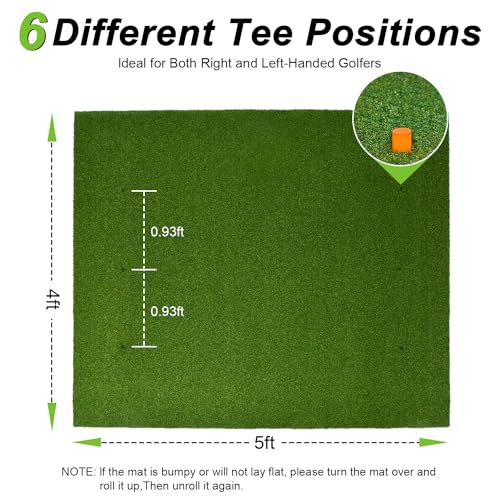 Golf Hitting Mats 5x4ft Premium Turf Mat Non-Slip Thick Golf Practice Mat with 2 Rubber Tees and Portable Strap, Golf Hitting Mat for Indoor/Outdoor by LWADALN - Image 3