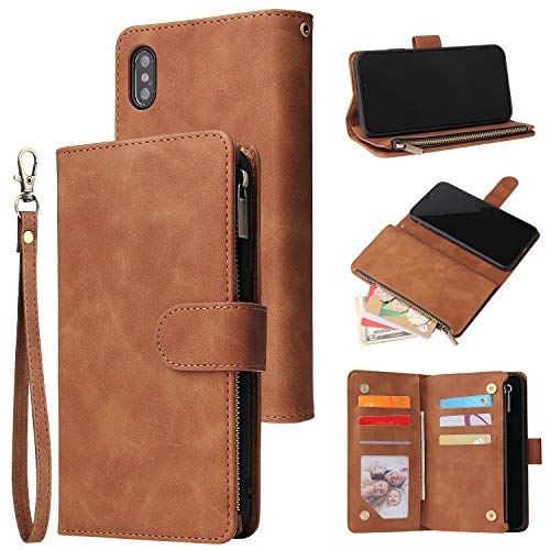 UEEBAI Vintage Zipper Wallet Folio Case