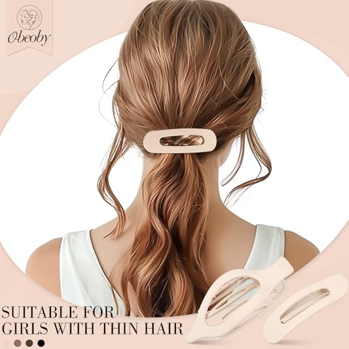 Obeoby G1693K-11-N 8 Pcs Flat Hair Clips, Neutral Color Flat Claw Clips 2 Styles Hair Claws For Women Girls Thin Hair thumb #3
