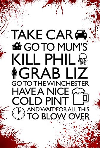 Artylicious Shaun of the dead, blood splats movie quote A3 poster art print