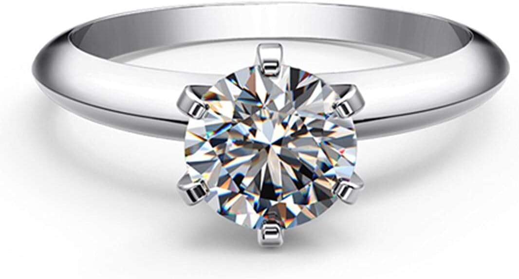 2CT Brand 6 Prongs Women Engagement Ring NSCD Simulated Diamond Ring Solitaire Sterling Silver Jewelry