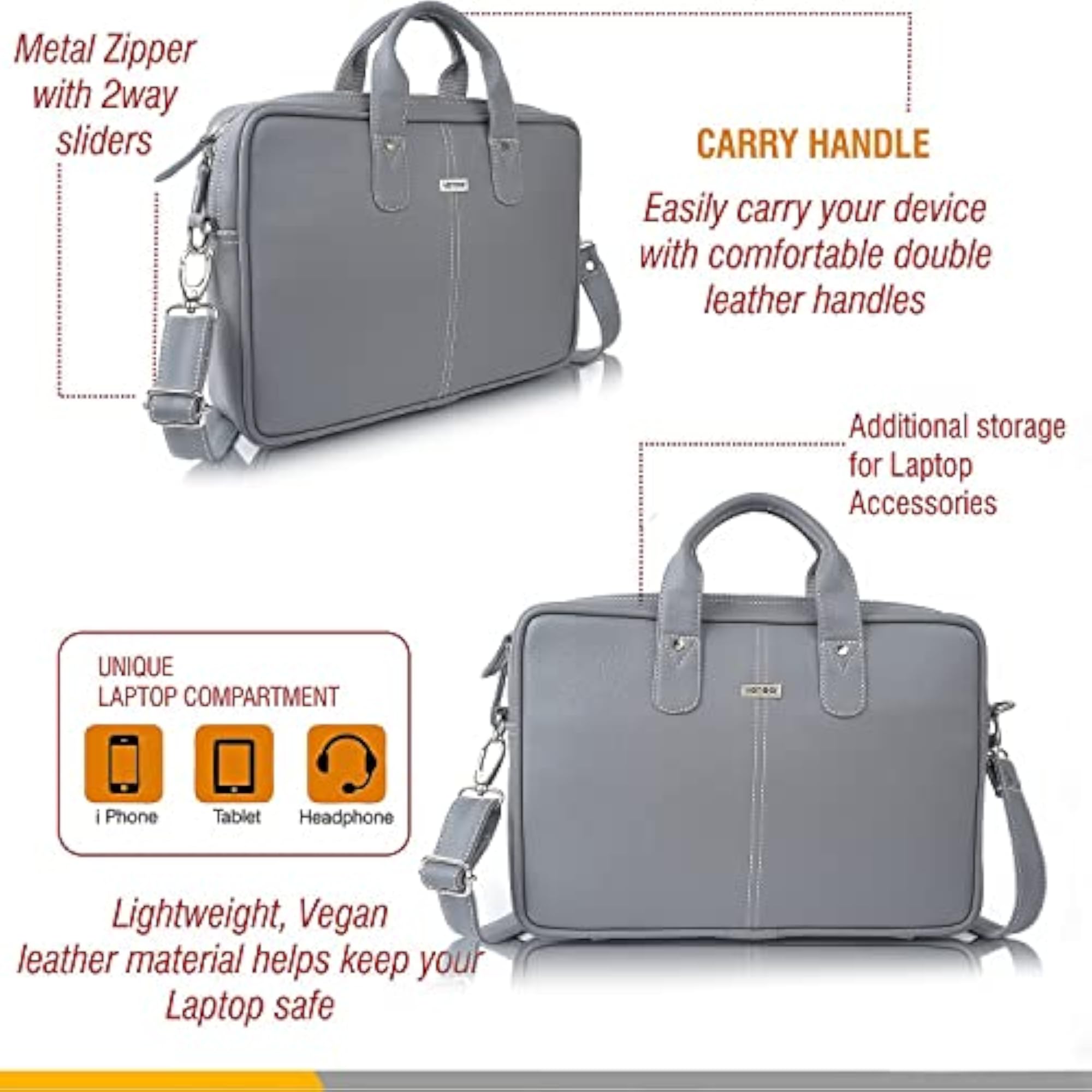 Vegan Leather Casual Medium Laptop Crossbody Bag, Unisex