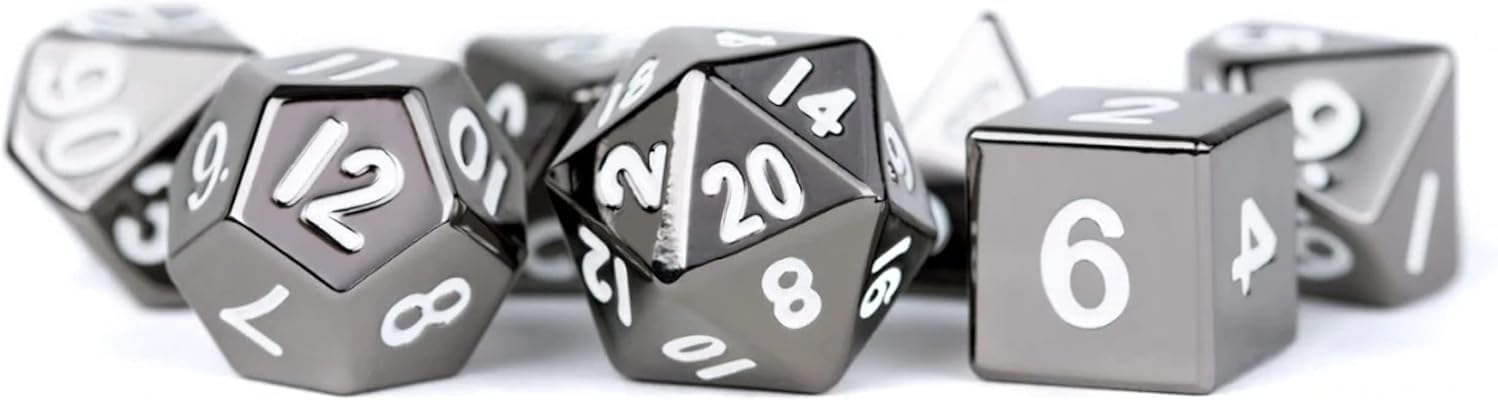 FanRoll 16mm Metal Polyhedral DND Dice Set: Sterling Gray, Role Playing Game Dice for Dungeons and Dragons