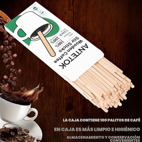 Miniatura 5 de Antetok Palitos Para Remover Café Y Té, Hechos De Madera De Abedul, Desechables, Suaves, Para Bebidas Calientes, 100 Unidades, 19,05 Cm, 190 Mm, Sin Envoltura