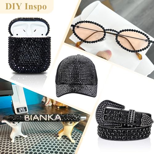 Image of 2000PCS SS12 /3mm Crystal Glass Rhinestones for Bedazzling (Jet Black) | Flatback Rhinestones for Crafting DIY Crafts Nail Art Makeup Decoration, Gems Diamond Charms for Tumbler Shoes Clothing Mug