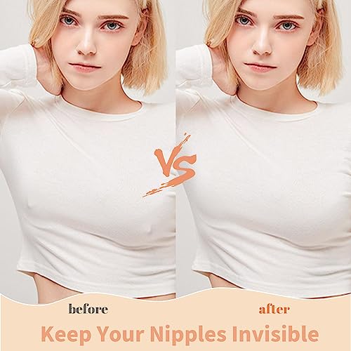 Nunibum 10 pares de protetores de mamilo para mulheres, adesivos de silicone para mamilos, invisívei