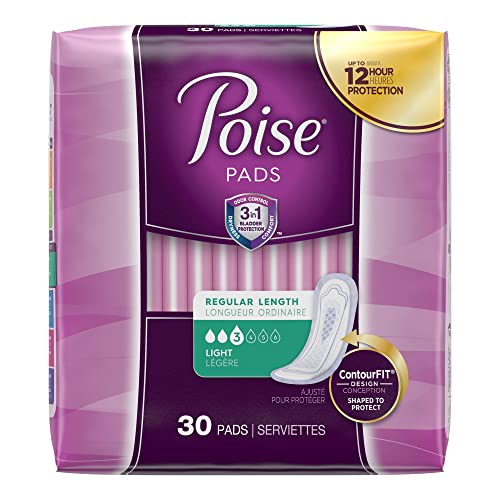 Poise Ultra Thins Light Absorbency Pads, 30 Count (Pack of 2)