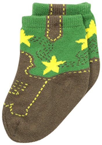 John Deere Baby Boys' Boys' Western Boot Socks 1 Pack, Green/Brown, 12 Months