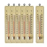 Wooden Indoor Thermometer, 6-Piece Set Outdoor Thermometers Weather Thermometers Wood Thermometer wi